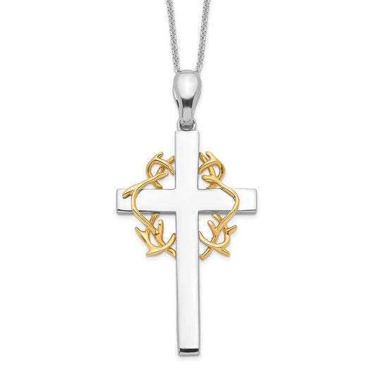 Sentimental Expressions Sterling Silver Gold-plated No Greater Love Cross 18in Necklace