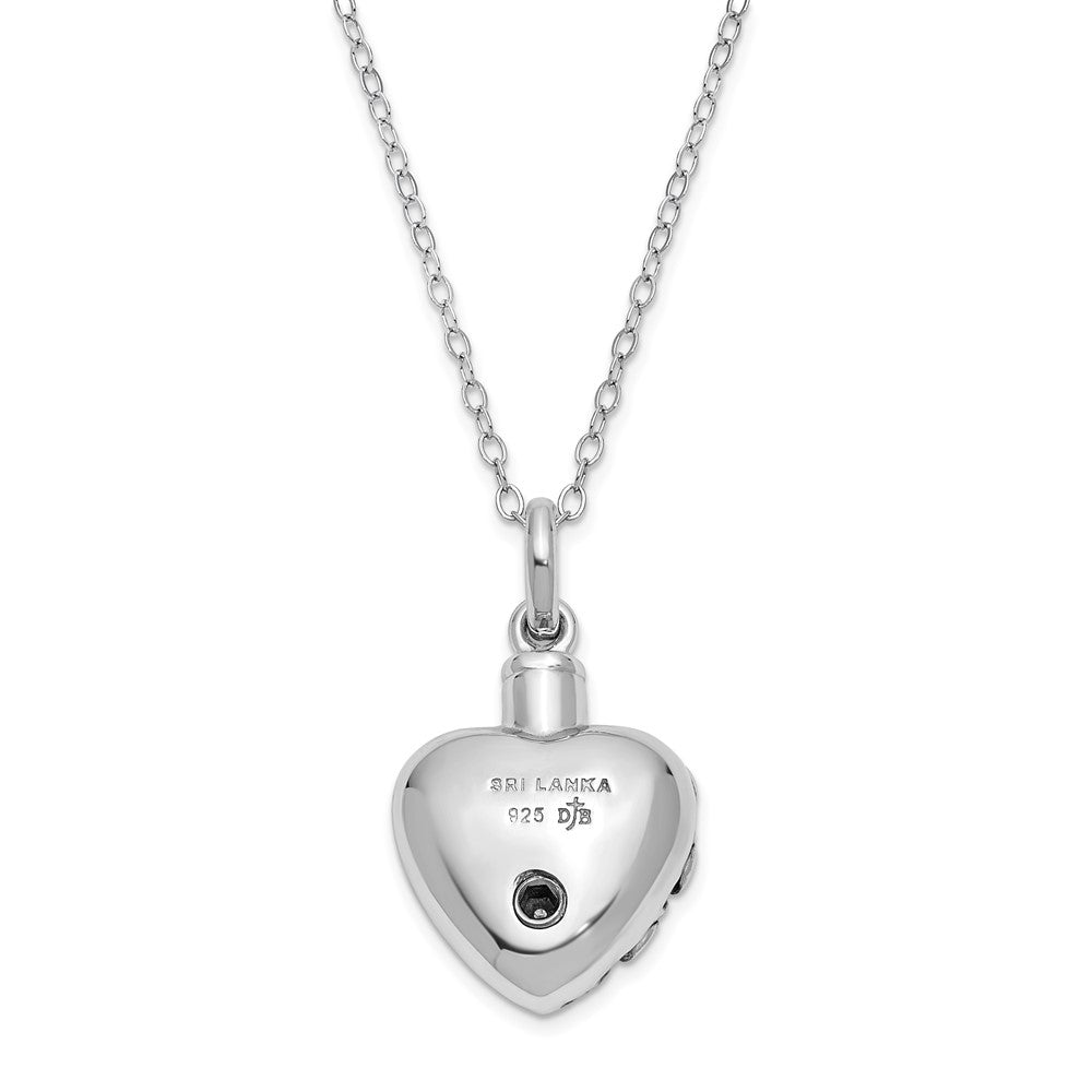 Sentimental Expressions Sterling Silver Antiqued Heart Remembrance Ash Holder 18 Inch Necklace