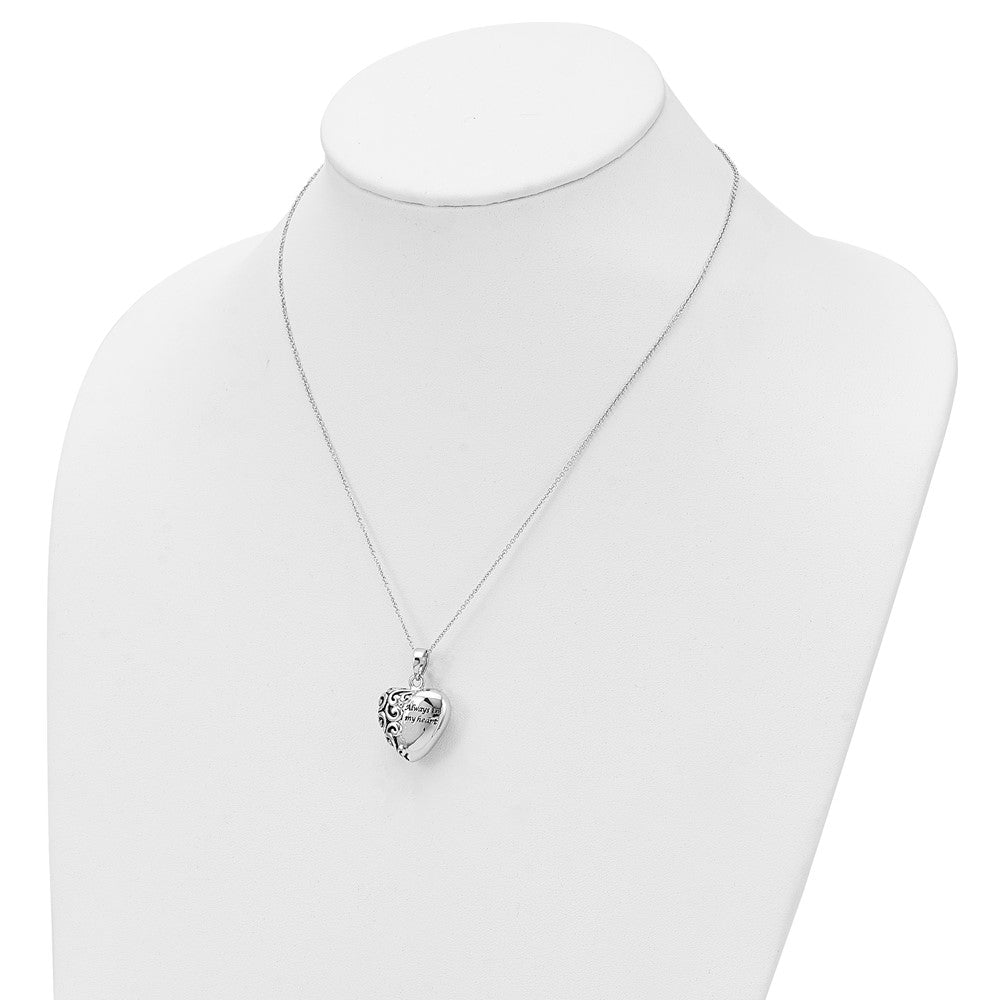 Sentimental Expressions Sterling Silver Antiqued Heart Remembrance Ash Holder 18 Inch Necklace