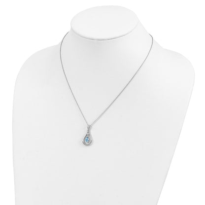 Sentimental Expressions Sterling Silver Rhodium-plated Mar. CZ Stone Never Forget Tear 18in Birthstone Necklace