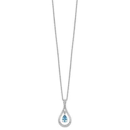 Sentimental Expressions Sterling Silver Rhodium-plated Dec. CZ Stone Never Forget Tear 18 Inch Birthstone Necklace