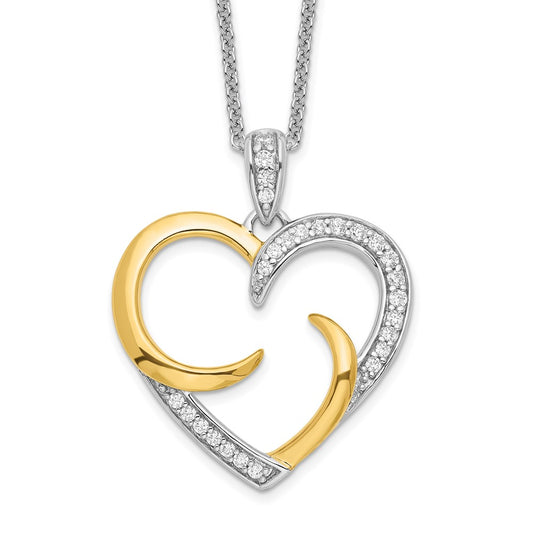 Sentimental Expressions Sterling Silver Gold-plated The Arms of Love 18in Heart Necklace