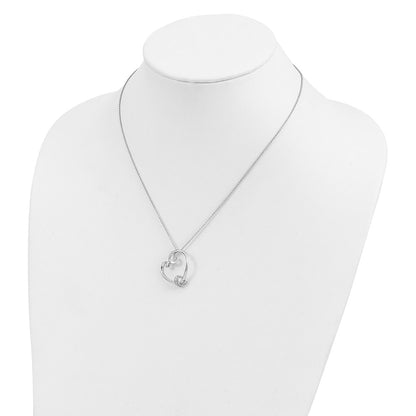 Sentimental Expressions Sterling Silver Rhodium-plated CZ Love knots 18in Heart Necklace