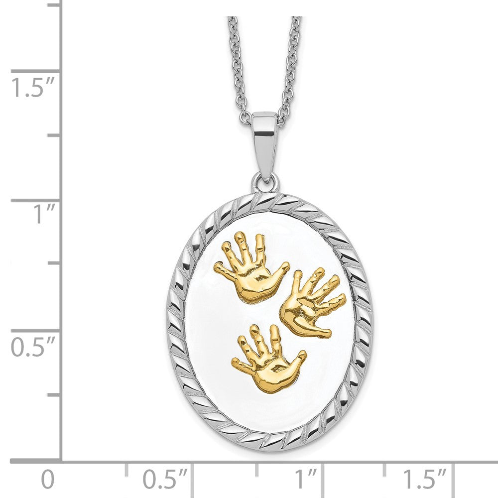 Sentimental Expressions Sterling Silver Gold-plated Hand Prints 18in Necklace