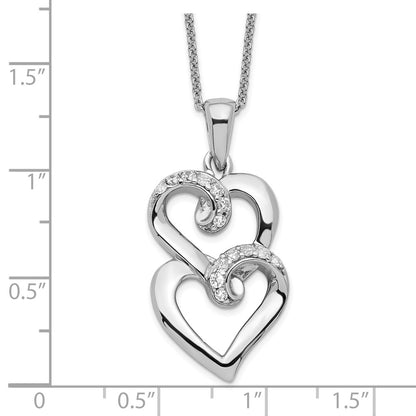 Sentimental Expressions Sterling Silver Rhodium-plated CZ To My Sister 18in Heart Necklace