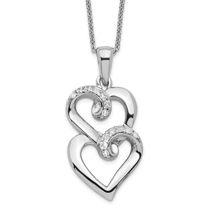 Sentimental Expressions Sterling Silver Rhodium-plated CZ To My Sister 18in Heart Necklace