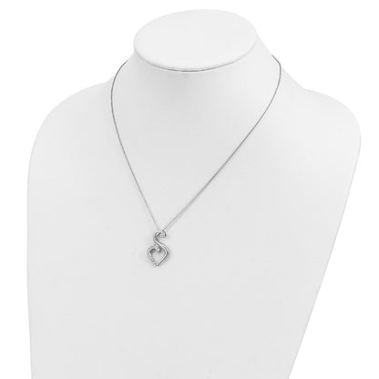 Sentimental Expressions Sterling Silver Rhodium-plated CZ Journey of Friendship 18in Necklace