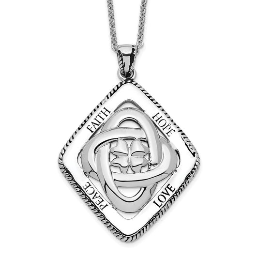 Sentimental Expressions Sterling Silver Rhodium-plated Antiqued Family Blessings 18in Necklace