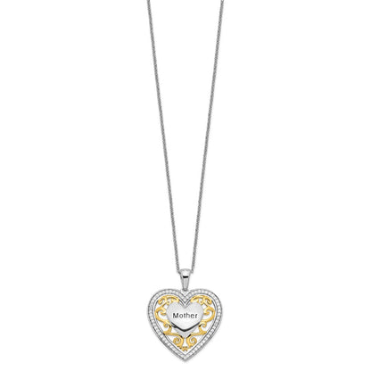 Sterling Silver & Gold-plated Mother 18in Heart Necklace - Bulk Order