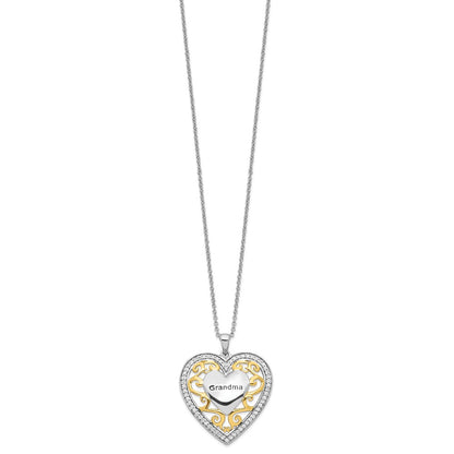 Sentimental Expressions Sterling Silver Gold-plated Grandma 18in Heart Necklace