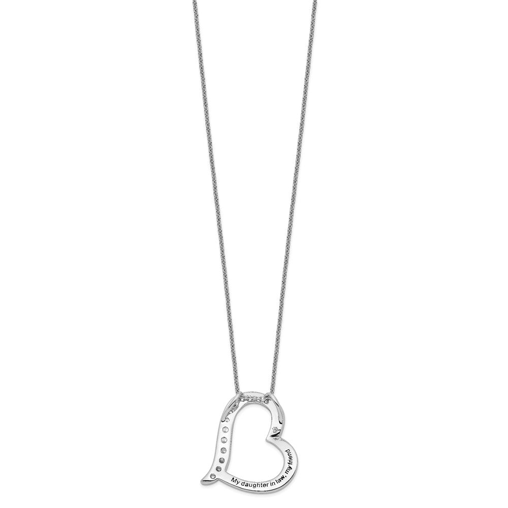 Sentimental Expressions Sterling Silver Rhodium-plated Antiqued CZ Daughter-In-Law 18in Necklace