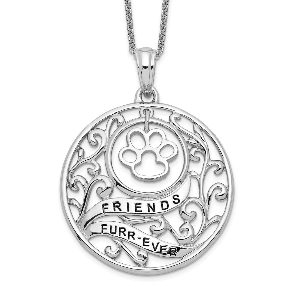 Sentimental Expressions Sterling Silver Rhodium-plated Antiqued Animal Friends-Dog 18in Necklace