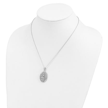 Sentimental Expressions Sterling Silver Rhodium-plated Antiqued Animal Friends-Cat 18in Necklace