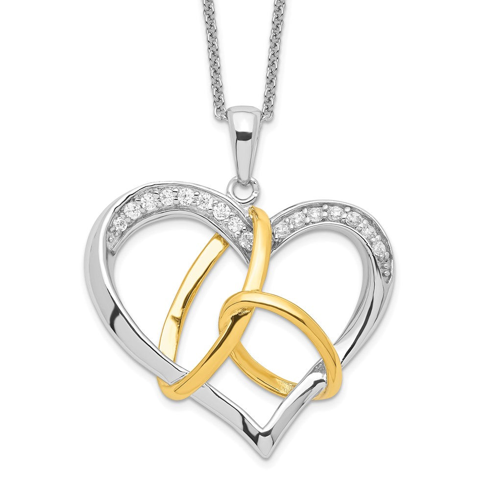 Sentimental Expressions Sterling Silver Gold-plated CZ To Have And To Hold 18in Necklace