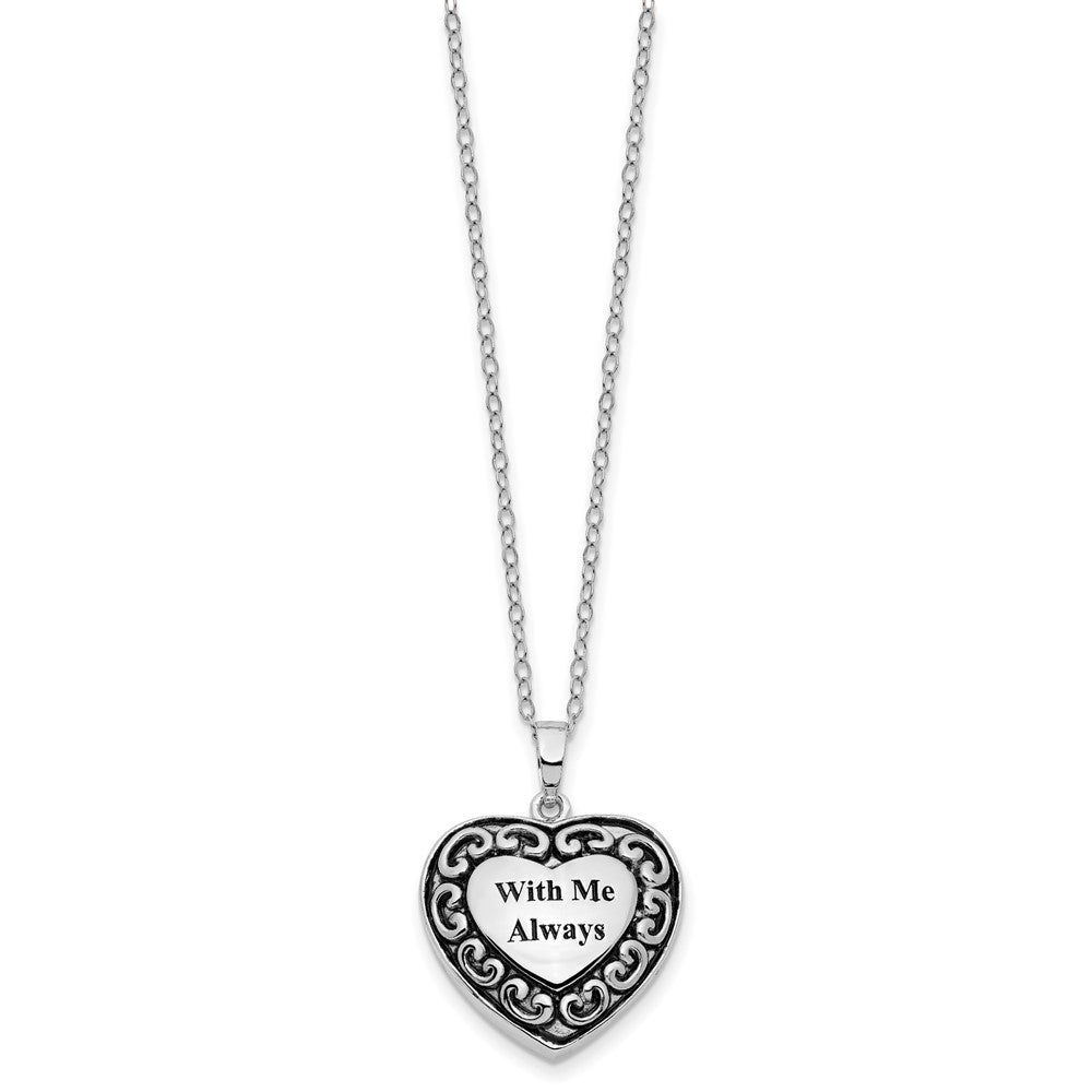 Sentimental Expressions Sterling Silver Rhodium-plated With Me Always Ash Holder 18 Inch Necklace