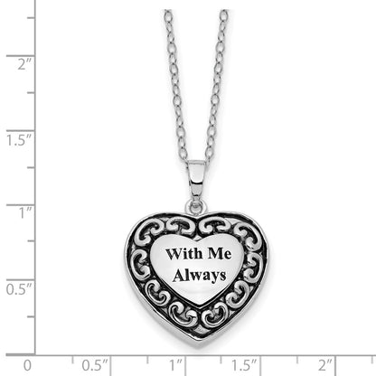 Sentimental Expressions Sterling Silver Rhodium-plated With Me Always Ash Holder 18 Inch Necklace