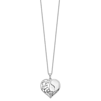 Sentimental Expressions Sterling Silver Rhodium-plated CZ My Daughter, My Heart's Treasure 18in Necklace