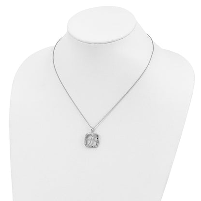 Sentimental Expressions Sterling Silver Rhodium-plated Antiqued CZ Sisters By Chance 18in Hearts Necklace