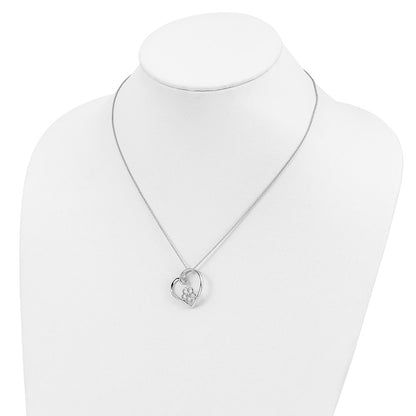 Sentimental Expressions Sterling Silver Rhodium-plated CZ My Special Niece 18in Flower in Heart Necklace