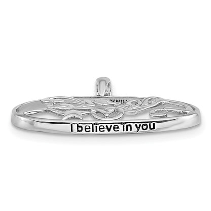 Sentimental Expressions Sterling Silver Rhodium-plated Antiqued I Believe In You 18in Star Necklace