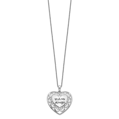 Sentimental Expressions Sterling Silver Rhodium-plated Antiqued With Me Always 18in Heart Necklace