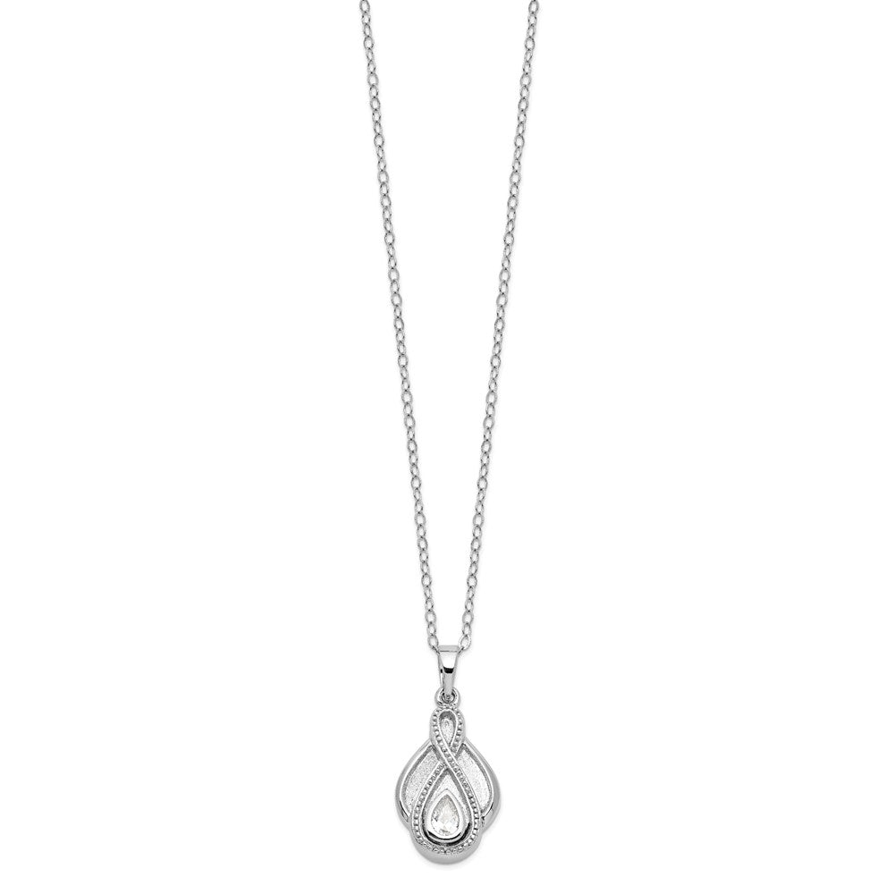 Sentimental Expressions Sterling Silver Rhodium-plated CZ Tear Of Strength Ash Holder 18 Inch Necklace