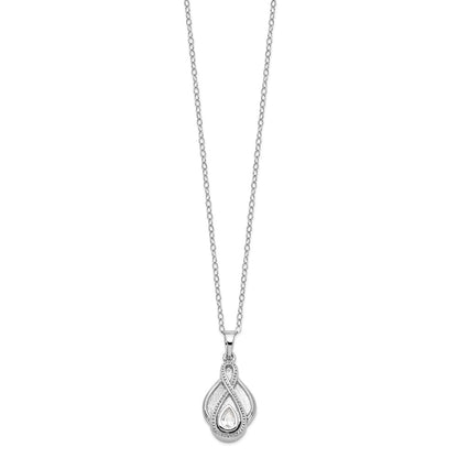 Sentimental Expressions Sterling Silver Rhodium-plated CZ Tear Of Strength Ash Holder 18 Inch Necklace