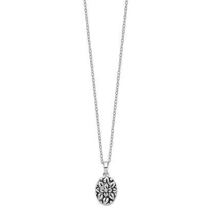 Sentimental Expressions Sterling Silver Rhodium-plated CZ Antiqued Flower Ash Holder 18 Inch Necklace