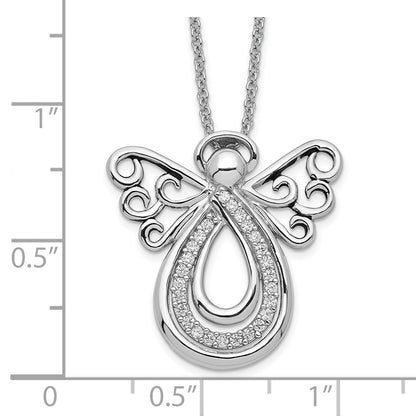 Sentimental Expressions Sterling Silver Rhodium-plated CZ Angel Of Comfort 18in. Necklace