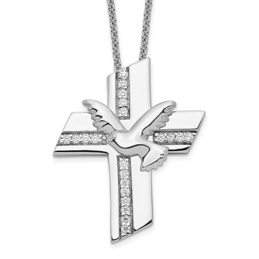 Sentimental Expressions Sterling Silver Rhodium-plated CZ Confirmation Blessings 18in. Necklace