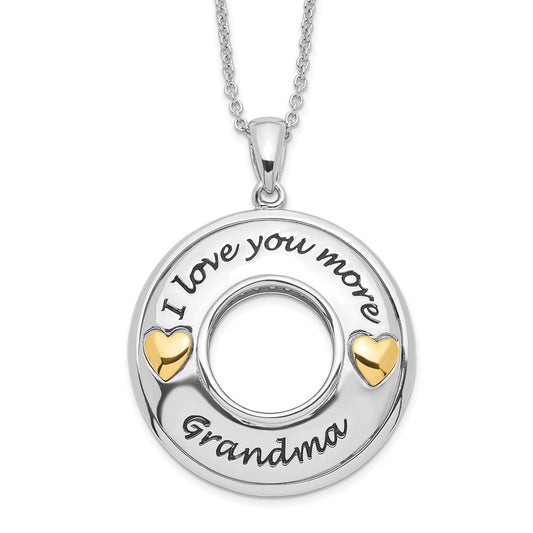 Sentimental Expressions Sterling Silver Gold-plated Antique CZ I Love You More Grandma 18in Necklace