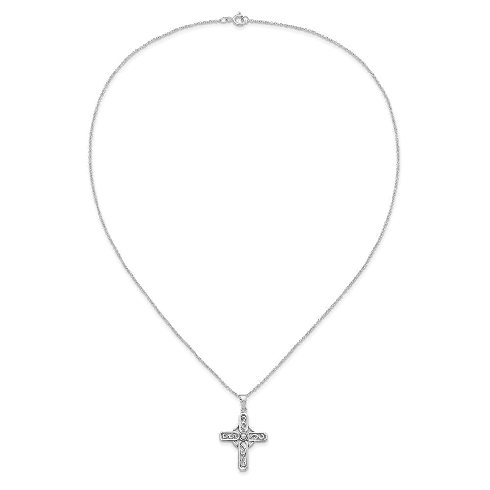 Sentimental Expressions Sterling Silver Rhodium-plated Prayer Cross 18in. Necklace