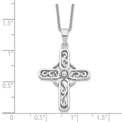 Sentimental Expressions Sterling Silver Rhodium-plated Prayer Cross 18in. Necklace