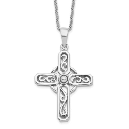 Sentimental Expressions Sterling Silver Rhodium-plated Prayer Cross 18in. Necklace