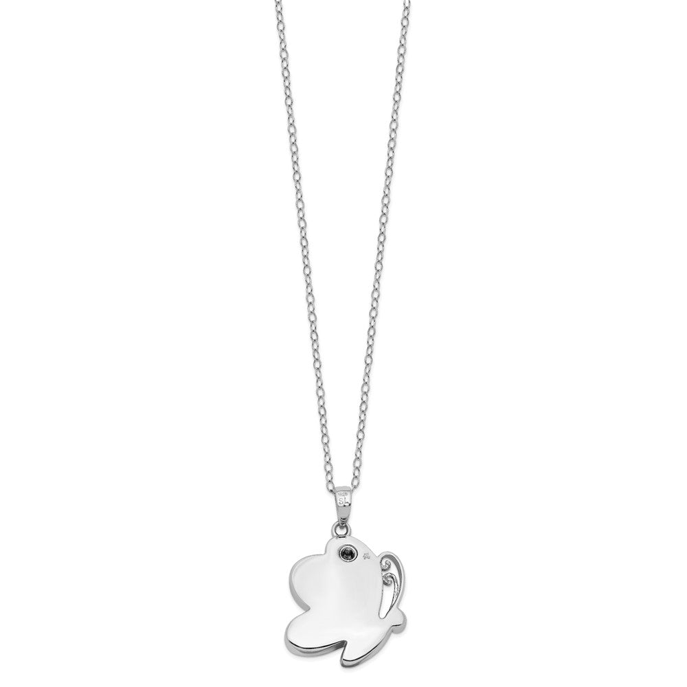 SE Sterling Silver Rhodium-plated Antiqued Butterfly Ash Holder 18 Inch Necklace