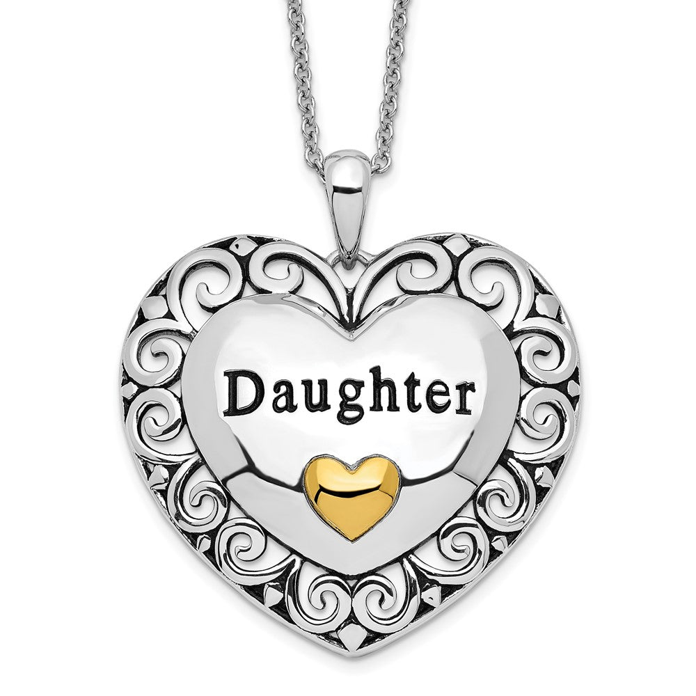 Sentimental Expressions Sterling Silver Gold-plated Antiqued Daughter 18in. Necklace