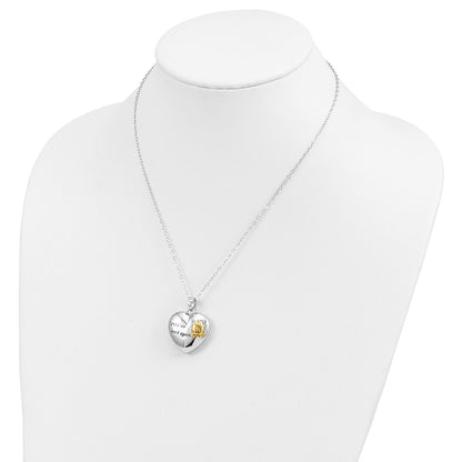 Sentimental Expressions Sterling Silver Rhodium-plated Antiqued Gold-tone Accent Until We Meet Again Heart Ash Holder 18 Inch Necklace