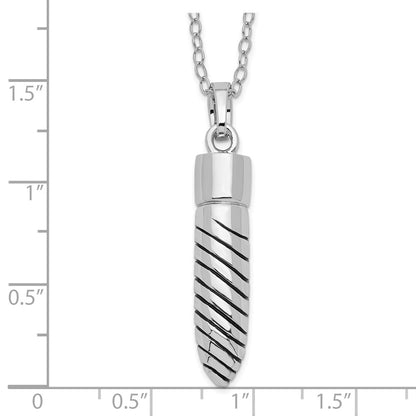 Sentimental Expressions Sterling Silver Rhodium-plated Antiqued Lined Bullet Ash Holder 18 Inch Necklace