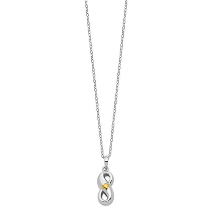 Sentimental Expressions Sterling Silver Rhodium-plated Gold-tone Heart Accent Infinite Love Ash Holder 18 Inch Necklace