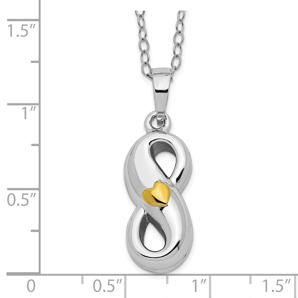 Sentimental Expressions Sterling Silver Rhodium-plated Gold-tone Heart Accent Infinite Love Ash Holder 18 Inch Necklace