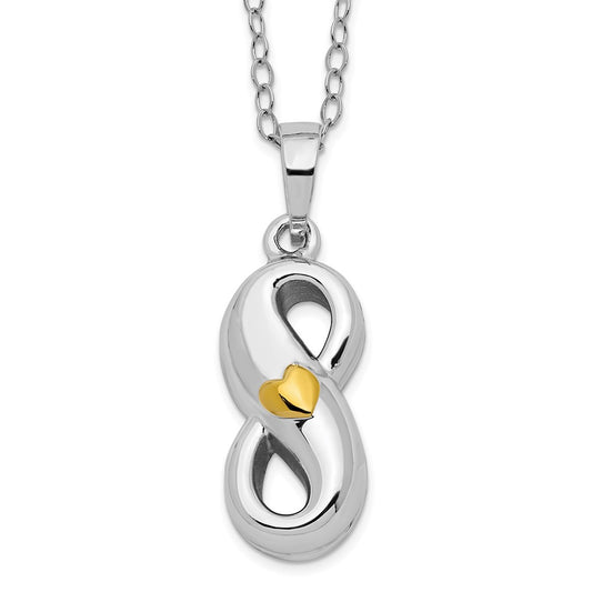 Sentimental Expressions Sterling Silver Rhodium-plated Gold-tone Heart Accent Infinite Love Ash Holder 18 Inch Necklace