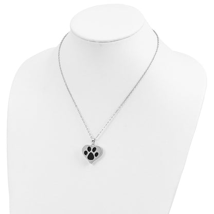 Sentimental Expressions Sterling Silver Rhodium-plated Antiqued Black Paw In Heart Ash Holder 18 Inch Necklace