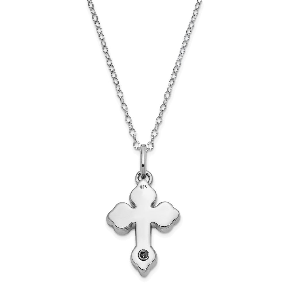 Sentimental Expressions Sterling Silver Rhodium-plated Matted Cross Ash Holder 18 Inch Necklace