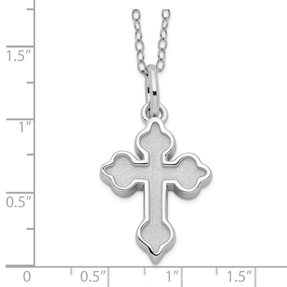 Sentimental Expressions Sterling Silver Rhodium-plated Matted Cross Ash Holder 18 Inch Necklace