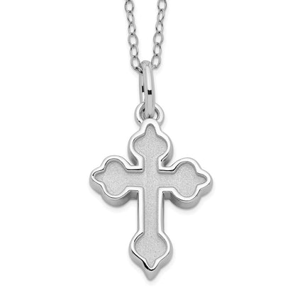 Sentimental Expressions Sterling Silver Rhodium-plated Matted Cross Ash Holder 18 Inch Necklace