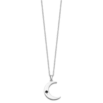 Sentimental Expressions Sterling Silver Rhodium-plated Antiqued Quarter Moon Ash Holder 18 Inch Necklace