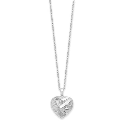 Sentimental Expressions Sterling Silver CZ Bandaged Heart Ash Holder 18 Inch Necklace