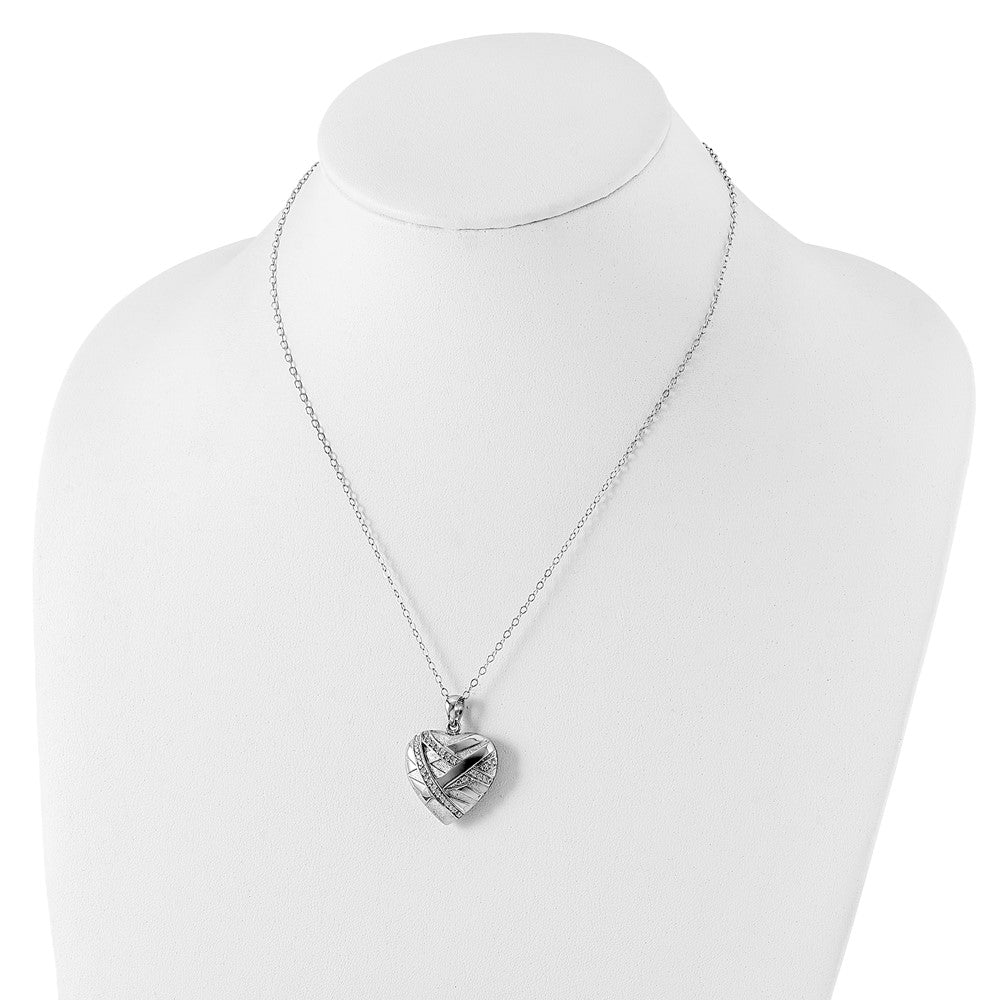 Sentimental Expressions Sterling Silver CZ Bandaged Heart Ash Holder 18 Inch Necklace