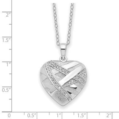 Sentimental Expressions Sterling Silver CZ Bandaged Heart Ash Holder 18 Inch Necklace