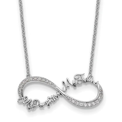 Sentimental Expressions Sterling Silver Rhodium-plated CZ My Daughter My Friend 18in Necklace